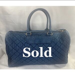 Quilted Blue Denim Duffel/Weekender Bag